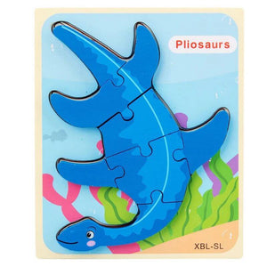 Montessori Baby Wooden Cartoon Dinosaur 3D Puzzle Jigsaw-Wooden Puzzles