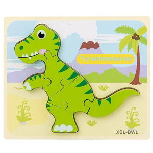 Montessori Baby Wooden Cartoon Dinosaur 3D Puzzle Jigsaw-Wooden Puzzles