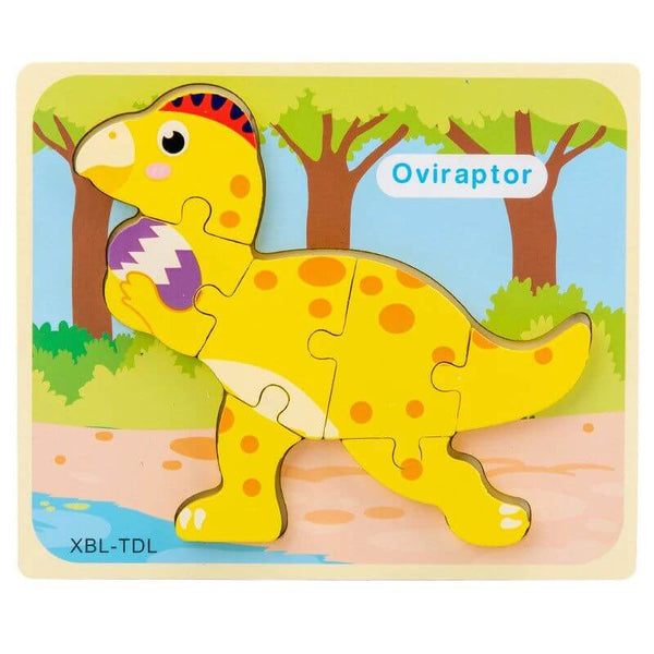 Montessori Baby Wooden Cartoon Dinosaur 3D Puzzle Jigsaw-Wooden Puzzles