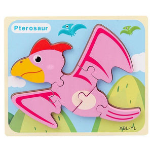 Montessori Baby Wooden Cartoon Dinosaur 3D Puzzle Jigsaw-Wooden Puzzles