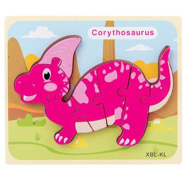 Montessori Baby Wooden Cartoon Dinosaur 3D Puzzle Jigsaw-Wooden Puzzles