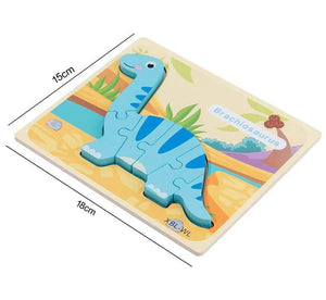 Montessori Baby Wooden Cartoon Dinosaur 3D Puzzle Jigsaw-Wooden Puzzles