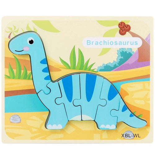 Montessori Baby Wooden Cartoon Dinosaur 3D Puzzle Jigsaw-Wooden Puzzles