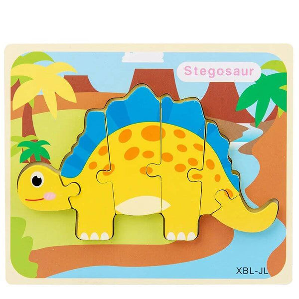 Montessori Baby Wooden Cartoon Dinosaur 3D Puzzle Jigsaw-Wooden Puzzles