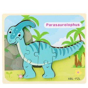 Montessori Baby Wooden Cartoon Dinosaur 3D Puzzle Jigsaw-Wooden Puzzles