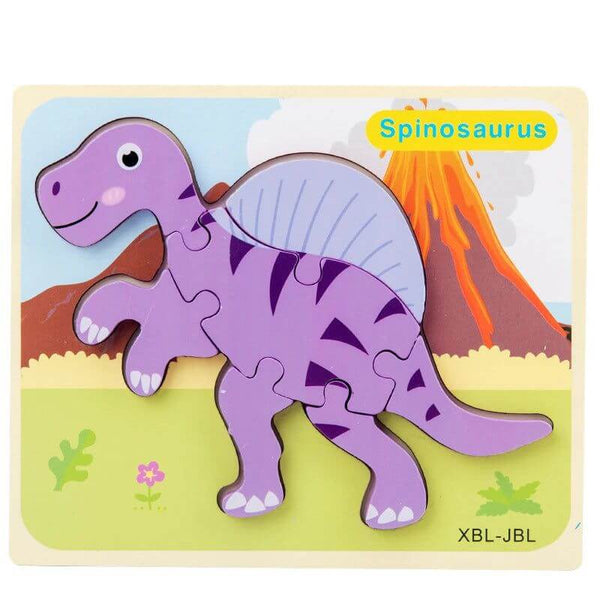 Montessori Baby Wooden Cartoon Dinosaur 3D Puzzle Jigsaw-Wooden Puzzles
