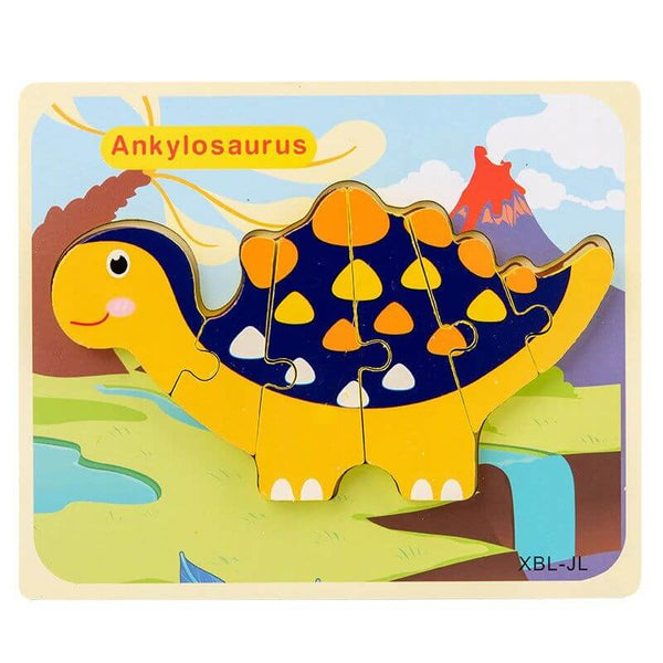Montessori Baby Wooden Cartoon Dinosaur 3D Puzzle Jigsaw-Wooden Puzzles