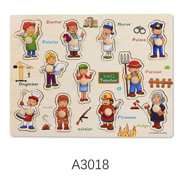 Montessori Wooden Puzzles Jigsaw Baby Educational Board-Wooden Puzzles