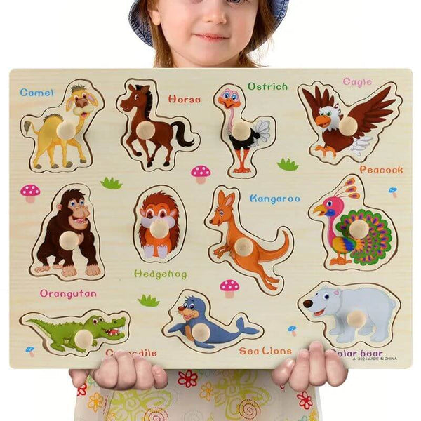 Montessori Wooden Puzzles Jigsaw Baby Educational Board-Wooden Puzzles