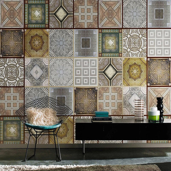 Moroccan Wallpaper Mural: Enhance Your Space-Geometric Shapes Wallpaper