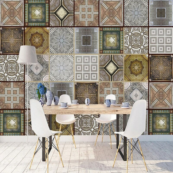 Moroccan Wallpaper Mural: Enhance Your Space-Geometric Shapes Wallpaper