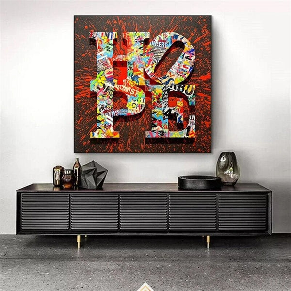 Motivational Artwork Hope Letter Graffiti Art Paintings Print on Canvas Modern Street Art Posters and Prints Home Decoration-Wall Posters