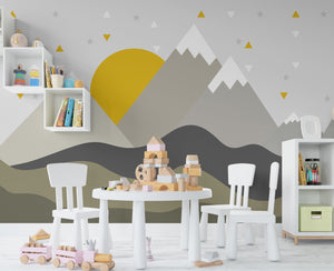 Mountain Peaks Snow: Kids Room Wallpaper Mural-Kids Room Wallpaper