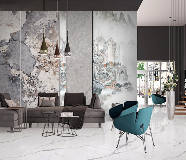 Mountain Scenery: Marble Wallpaper Murals-Marble Design Wallpaper