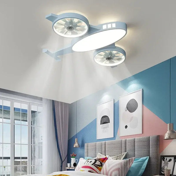 Mounted Aeroplane Ceiling Light & Fan-Kids Room Nursery Lighting