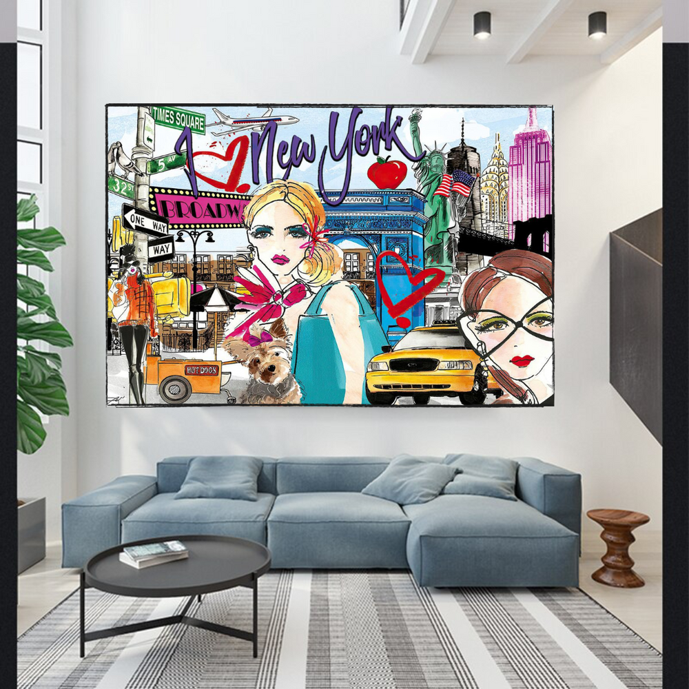 New York Love Canvas Wall Art-Wall Posters