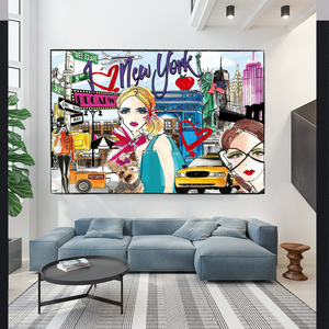 New York Love Canvas Wall Art-Wall Posters