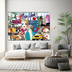 New York Love Canvas Wall Art-Wall Posters