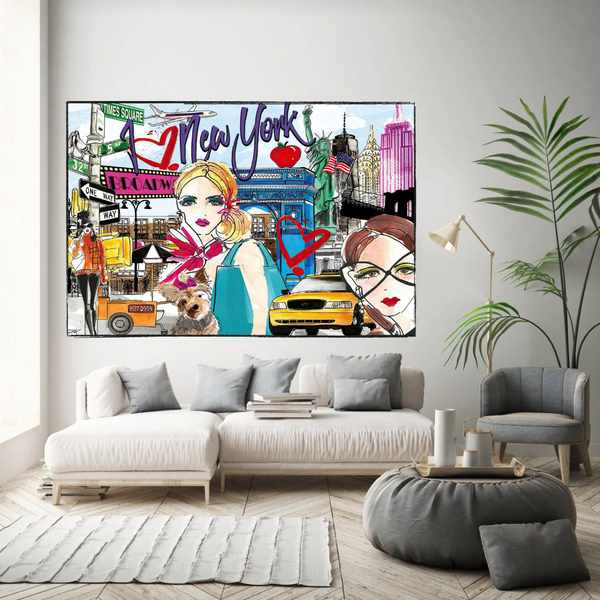 New York Love Canvas Wall Art-Wall Posters