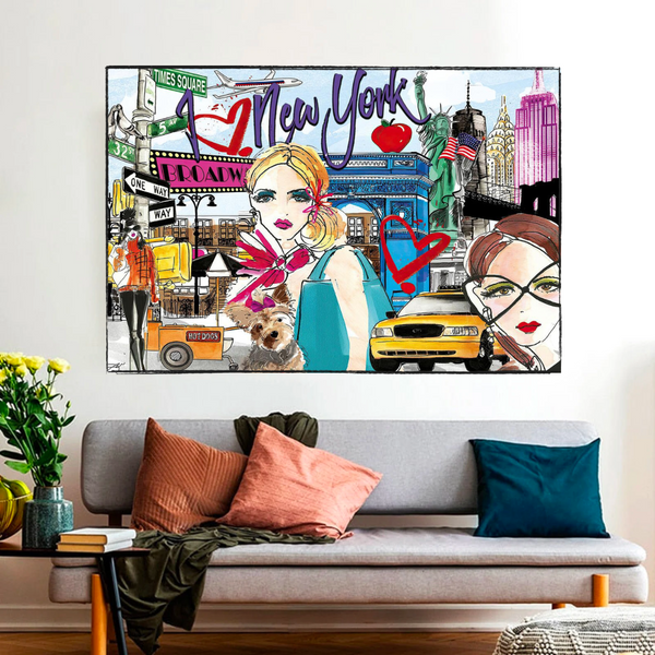 New York Love Canvas Wall Art-Wall Posters