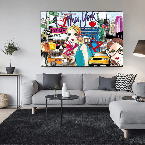 New York Love Canvas Wall Art-Wall Posters