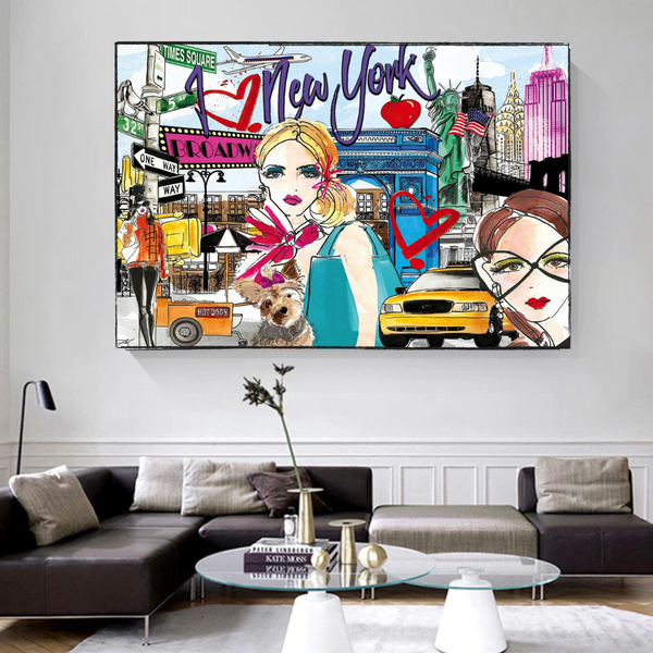 New York Love Canvas Wall Art-Wall Posters
