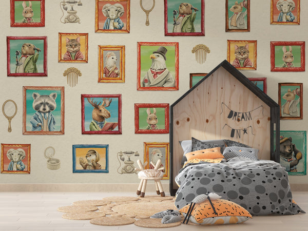 Nordic Animals Art Gallery - Kids Room Wallpaper Mural-Kids Room Wallpaper
