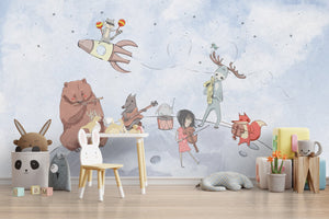 Nordic Animals Party - Kids Room Wallpaper Mural-Kids Room Wallpaper
