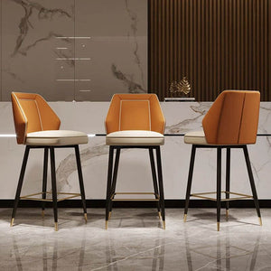 Nordic Gourtas Leather Bar Chair Stool-Bar Stools