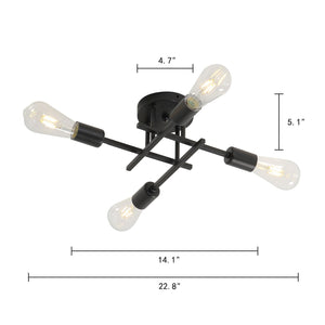 Nordic Industrial Semi Flush Mount Ceiling Lamp-Chandeliers