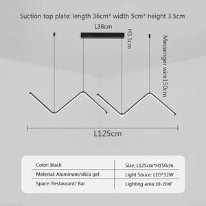 Nordic Pendant Light Art Line LED Hanging Lamp-Kitchen Island