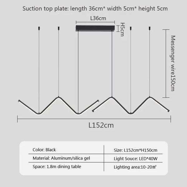 Nordic Pendant Light Art Line LED Hanging Lamp-Kitchen Island