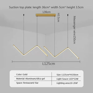 Nordic Pendant Light Art Line LED Hanging Lamp-Kitchen Island