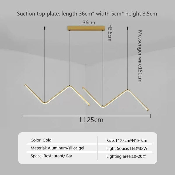 Nordic Pendant Light Art Line LED Hanging Lamp-Kitchen Island