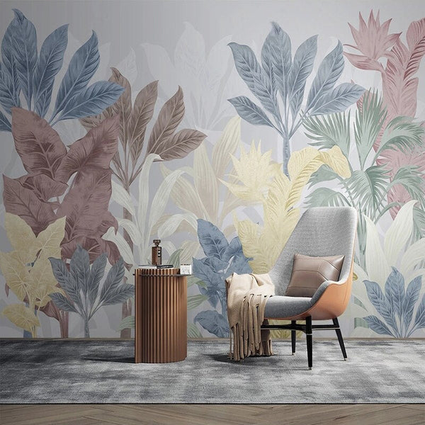 Nordic Tropical Plants Leaf Wallpaper Mural-Flower & Leaf Wallpaper