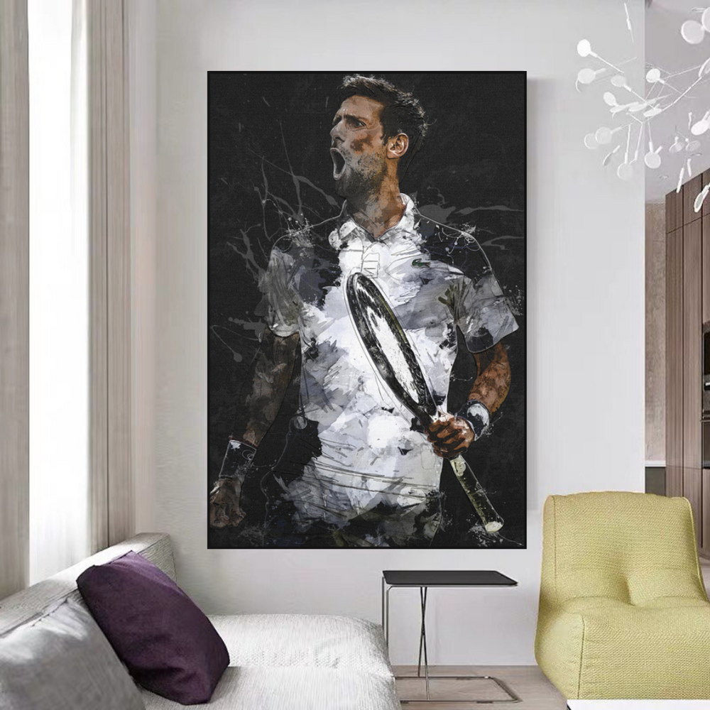 Novak Djokovic Tennis Legend Sports Canvas Wall Art-Wall Posters