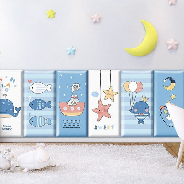 Ocean Creatures Kids Wall Padded Safety Cushions-Anti Collision Padded Wall Stickers