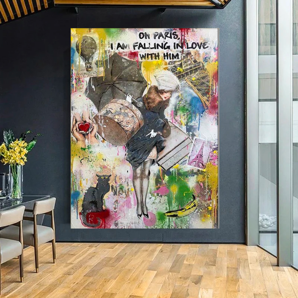 Oh Paris Fall in Love Canvas Wall Art-Wall Posters
