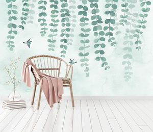 Olive Green Vine Wallpaper Mural: Transform Your Space-Flower & Leaf Wallpaper