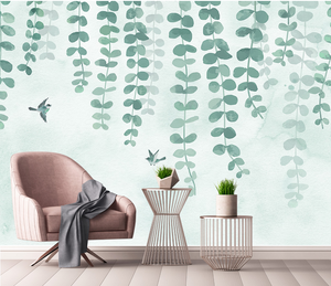 Olive Green Vine Wallpaper Mural: Transform Your Space-Flower & Leaf Wallpaper