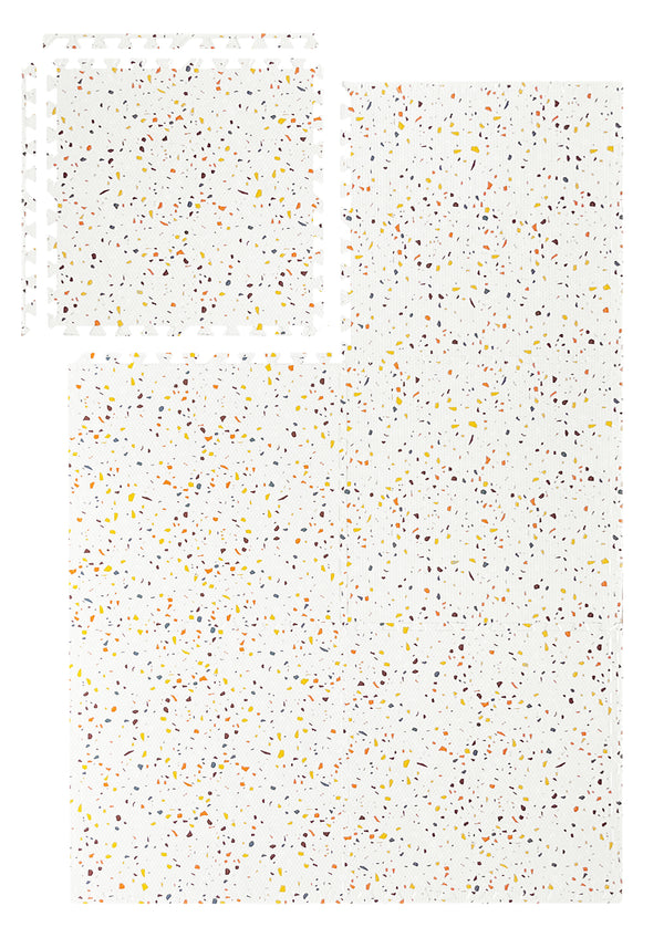 Orange Terrazzo Puzzle Play Mat Tiles – Soft Foam Stone Mosaic Design-Toddler Play Mats
