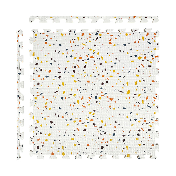 Orange Terrazzo Puzzle Play Mat Tiles – Soft Foam Stone Mosaic Design-Toddler Play Mats
