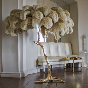 Ostrich Feather Floor Lamp: Graceful Lighting Fixture-Floor Lamp