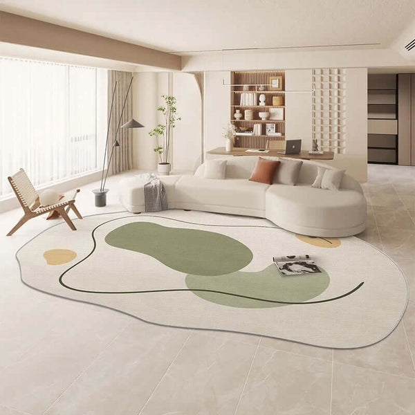 Oval Matisse Crystal Velvet Abstract Green Rug-Rugs & Carpets