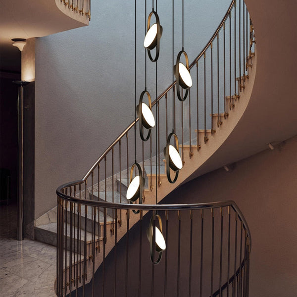 Oval Ring Pendant Chandelier - Exquisite Lighting Fixture-Staircase Chandelier