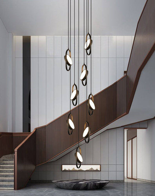Oval Ring Pendant Chandelier - Exquisite Lighting Fixture-Staircase Chandelier