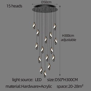 Oval Ring Pendant Chandelier - Exquisite Lighting Fixture-Staircase Chandelier