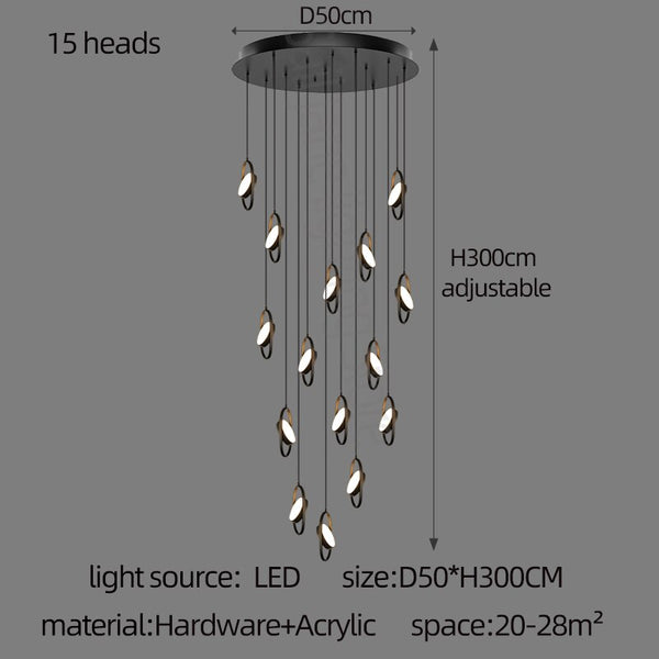 Oval Ring Pendant Chandelier - Exquisite Lighting Fixture-Staircase Chandelier