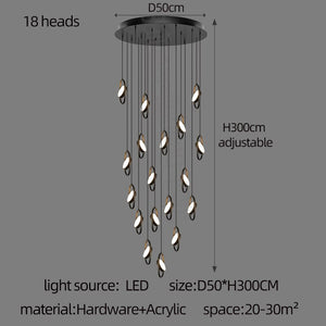 Oval Ring Pendant Chandelier - Exquisite Lighting Fixture-Staircase Chandelier