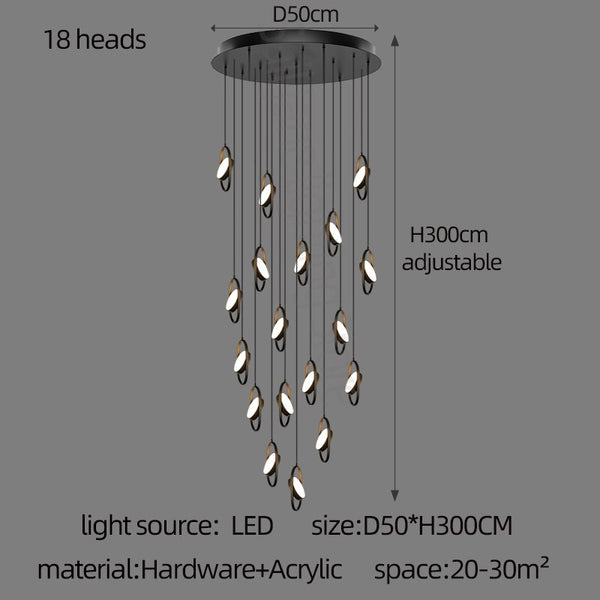 Oval Ring Pendant Chandelier - Exquisite Lighting Fixture-Staircase Chandelier